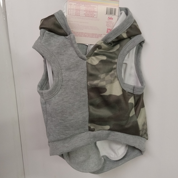 JUSTICE Dog Puppy Hoody Sweat Shirt Camouflage Green & Gray NEW - Picture 3 of 4